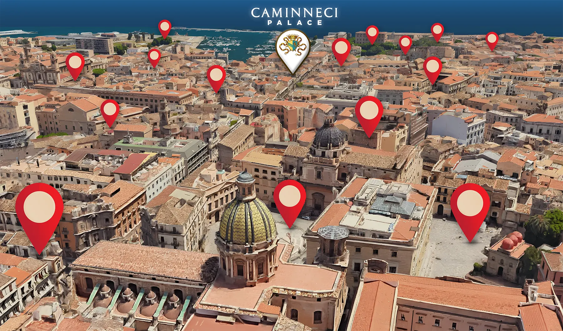 Mappa della posizione di Palazzo Caminneci a Palermo